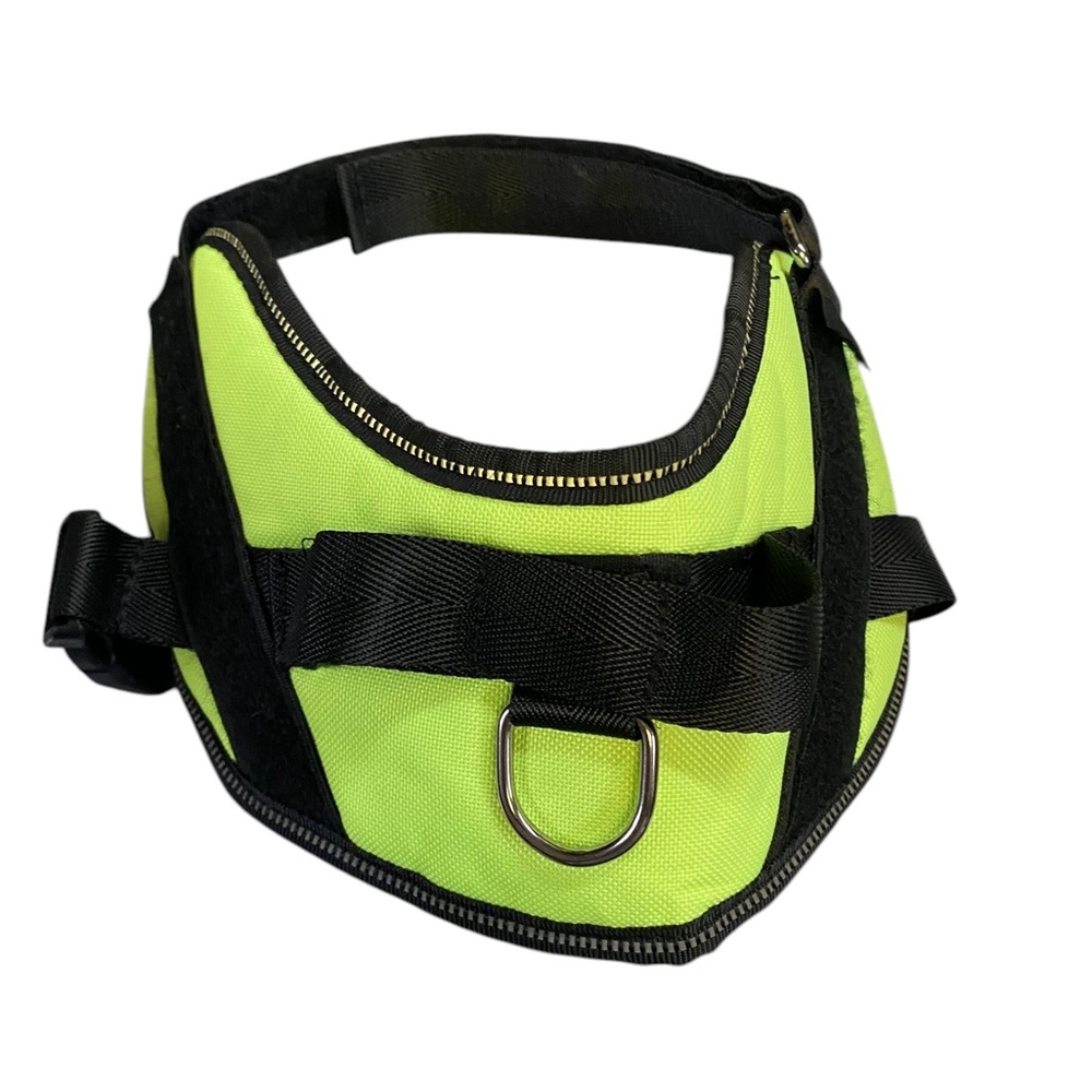 Neon Green Dog Harness with Black Trim